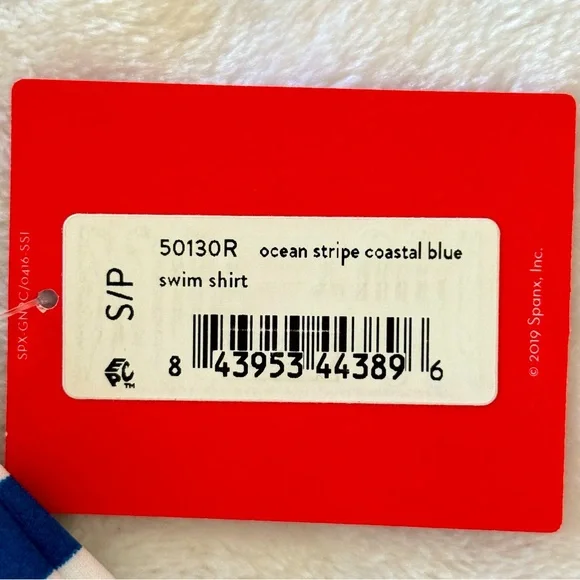 SPANX Long Sleeve Ocean Stripe Blue Swim Shirt--NWT--S - Picture 11 of 13